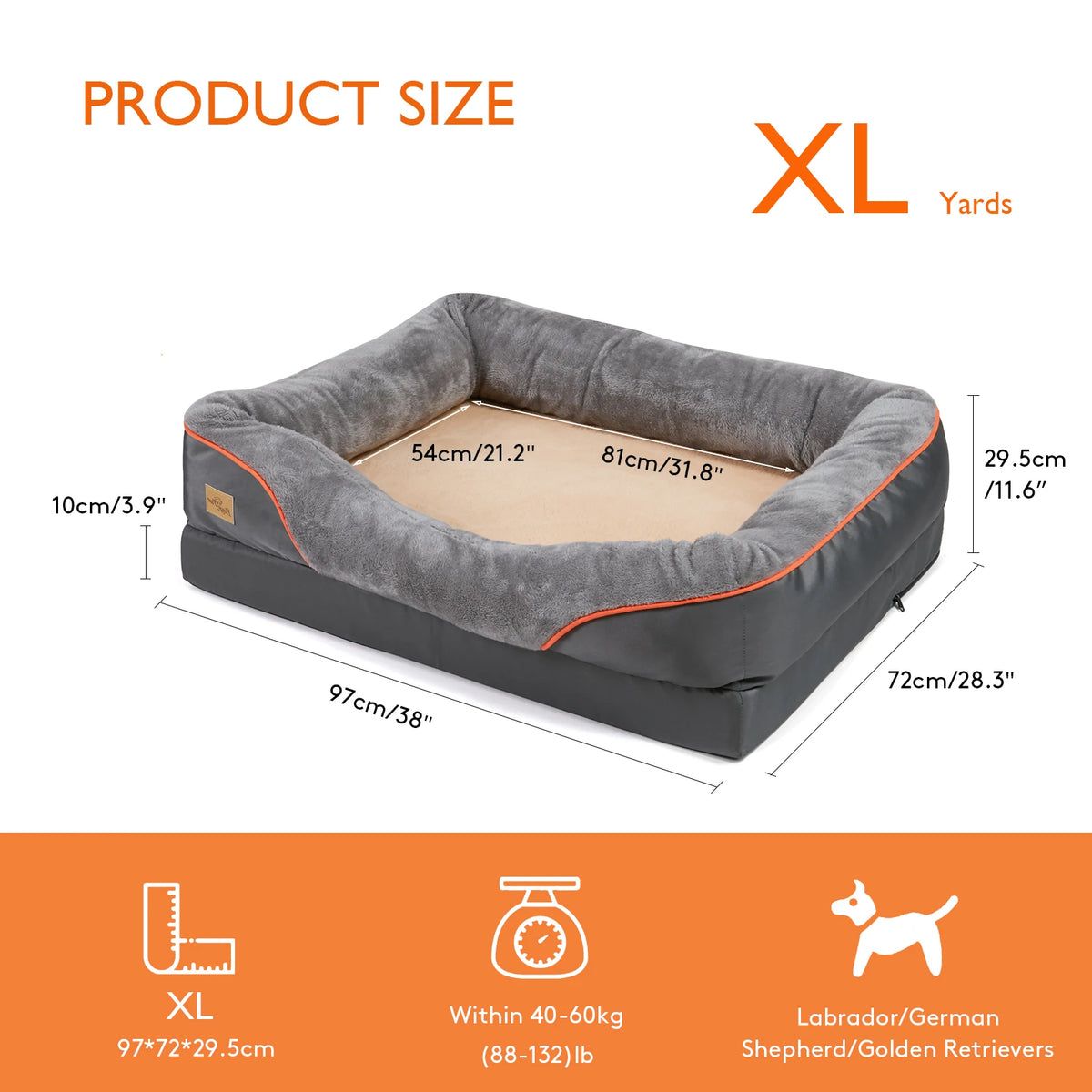 Large Dog Bed Soft Comfortable Anti Allergy Warm Fleece Removable Washable Cover Pet Bed Waterproof