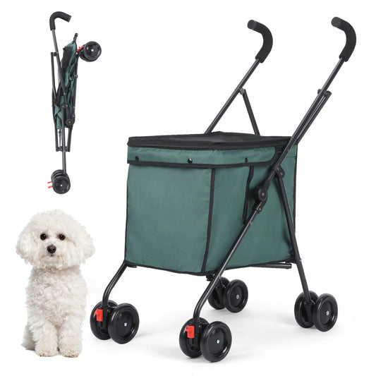 Shopping Trolley, 33lbs, 4 Wheels Dog Stroller, Rotate Pet Puppy Stroller, Folding Travel Hand Cart