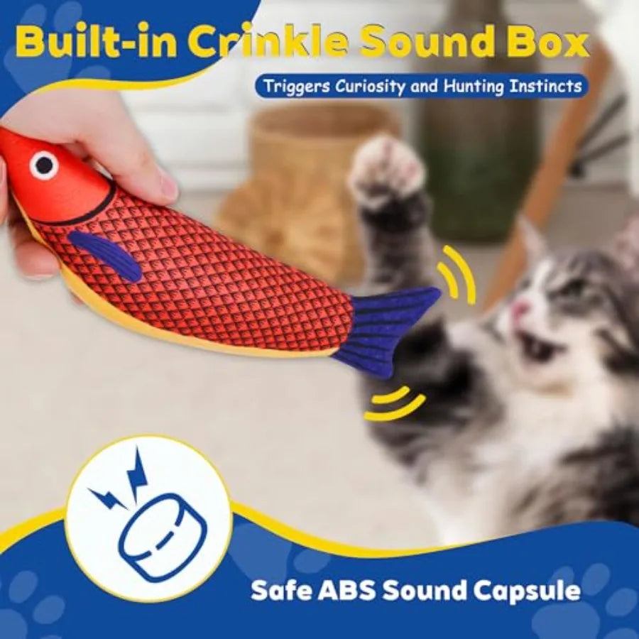 Interactive Catnip Toys for Indoor Cats Soft Durable with Rattle Sound Chew Toy for All Breeds 3 Pack Saury