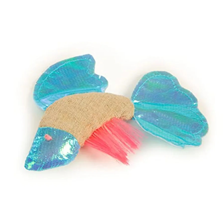 Batty Beta Fish Crinkle Catnip Cat Toy - Tan Blue One Size