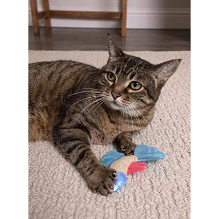 Batty Beta Fish Crinkle Catnip Cat Toy - Tan Blue One Size