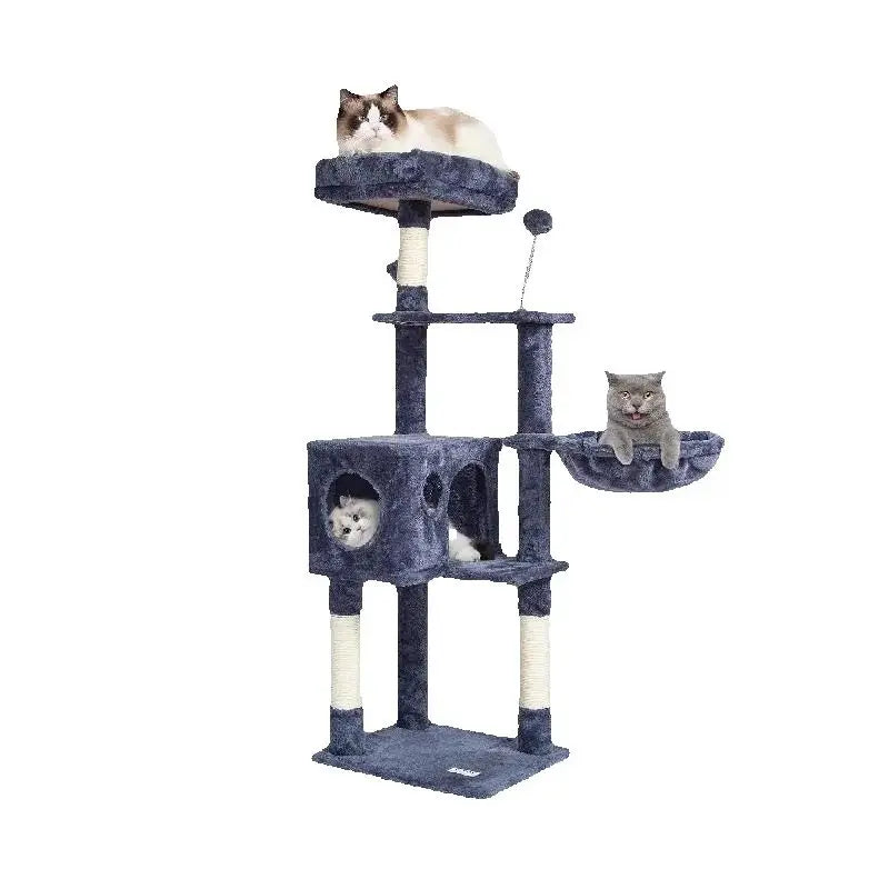 Cat Tree for Indoor Cats Cat Tower with Cat Condo Sisal Scratching Post HammockTop Perch Jumping Platforms Dark Grey