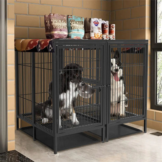 Jumbo Large Metal Pet Playpen, Kennel House with Steel Lock and Removable Trays, Heavy Duty Dog Cage