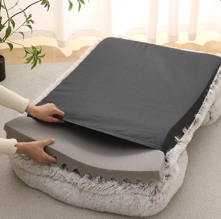 Thickened orthopedic dog bed for large dogs - egg sponge, easy to remove and wash plush cover, durable pet furniture,
